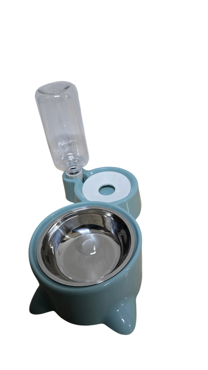 JUEGO DE TAZON CON ACCESORIOS PARA ALIMENTACIÓN DE MASCOTAS DUOPETS