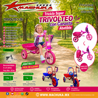 TRICICLO SUPER TRIVOLTEO-26 CON REMOLQUE MACHUKA
