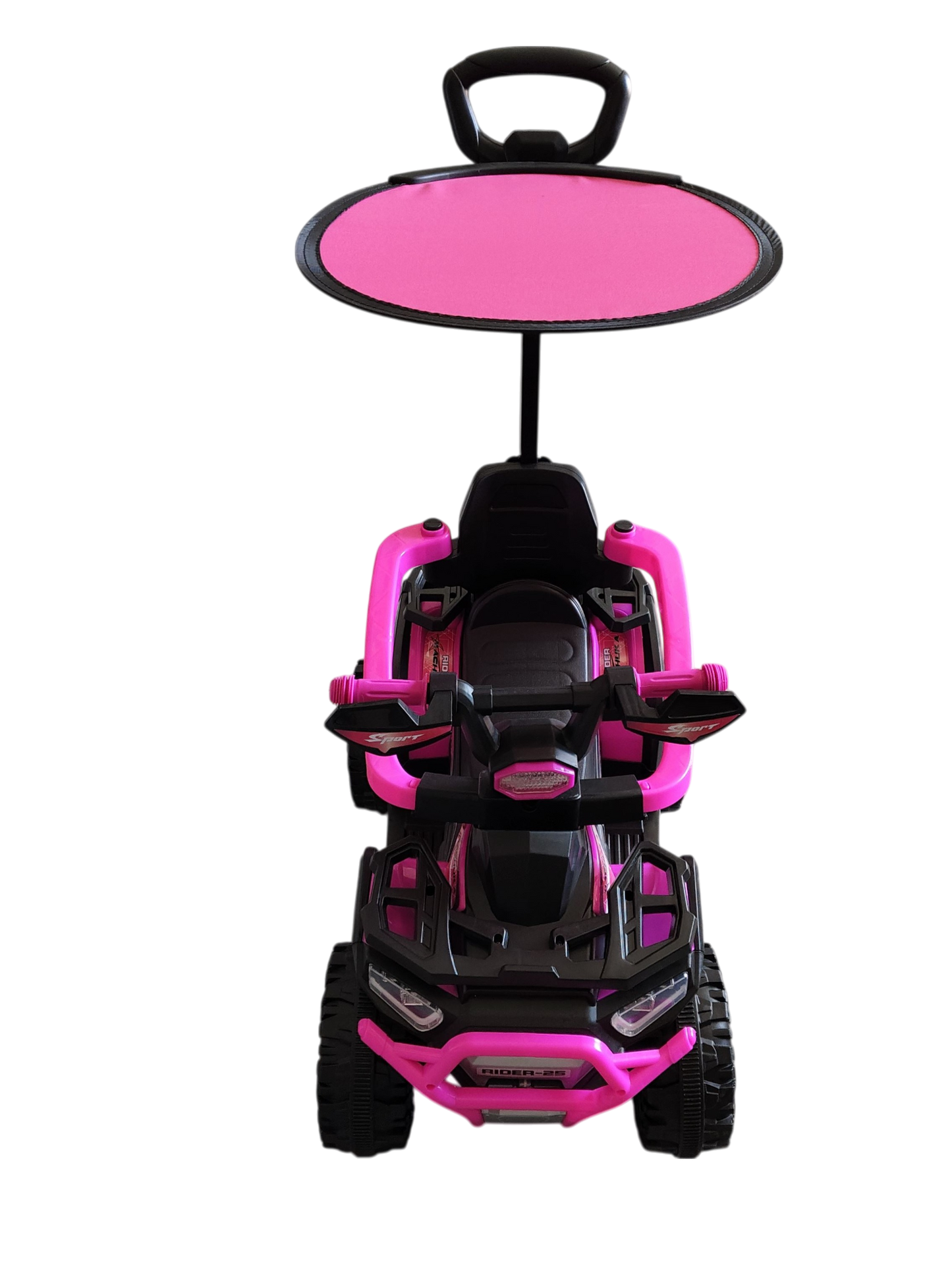 CUATRIMOTO ELÉCTRICA Y MANUAL RIDER-25, 6V C/TOLDO, CONTROL Y LUCES