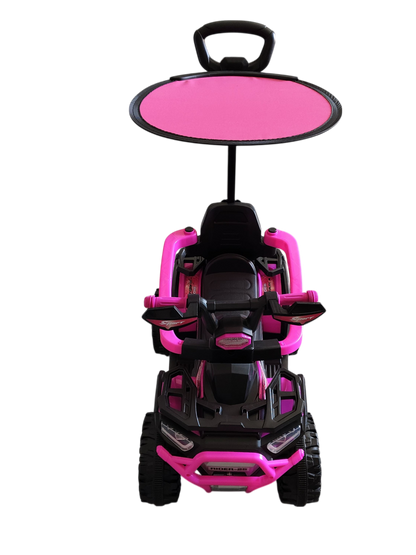 CUATRIMOTO ELÉCTRICA Y MANUAL RIDER-25, 6V C/TOLDO, CONTROL Y LUCES