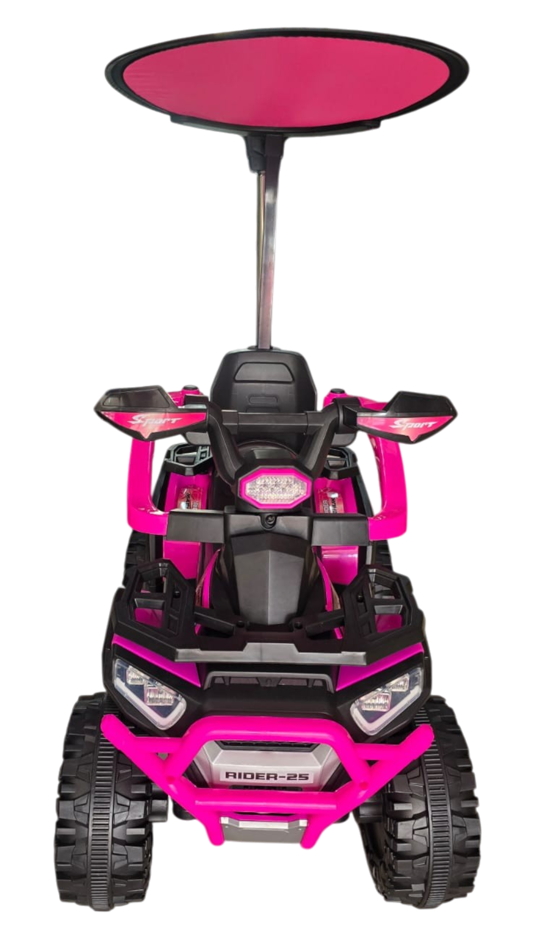 CUATRIMOTO ELÉCTRICA Y MANUAL RIDER-25, 6V C/TOLDO, CONTROL Y LUCES